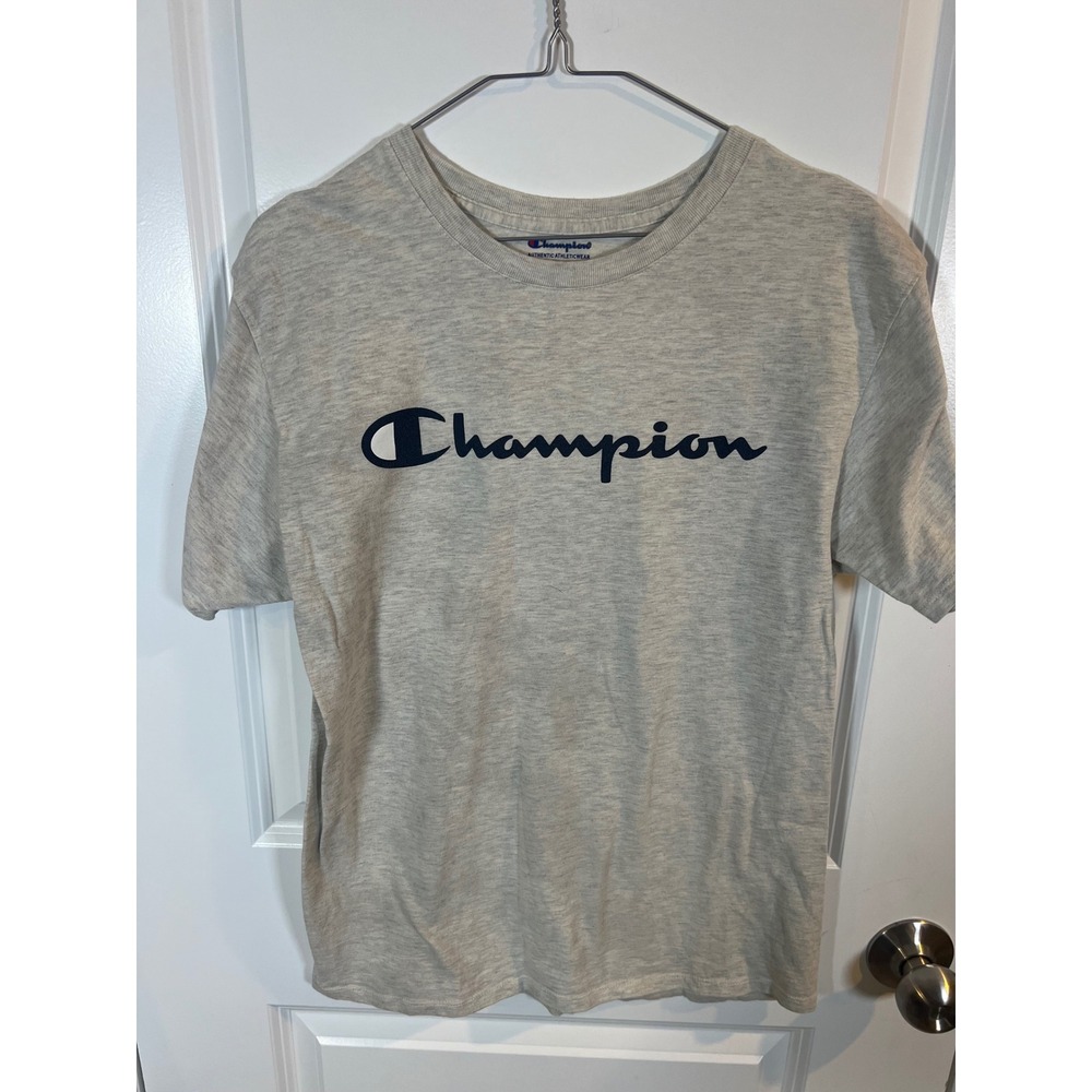 Champion Mens T-Shirt Script‎ Logo Gray Size M